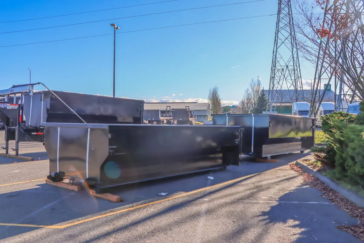 Roll-off dumpster ready for waste disposal at job site for 6 Yard Dumpster Rental in Palatine